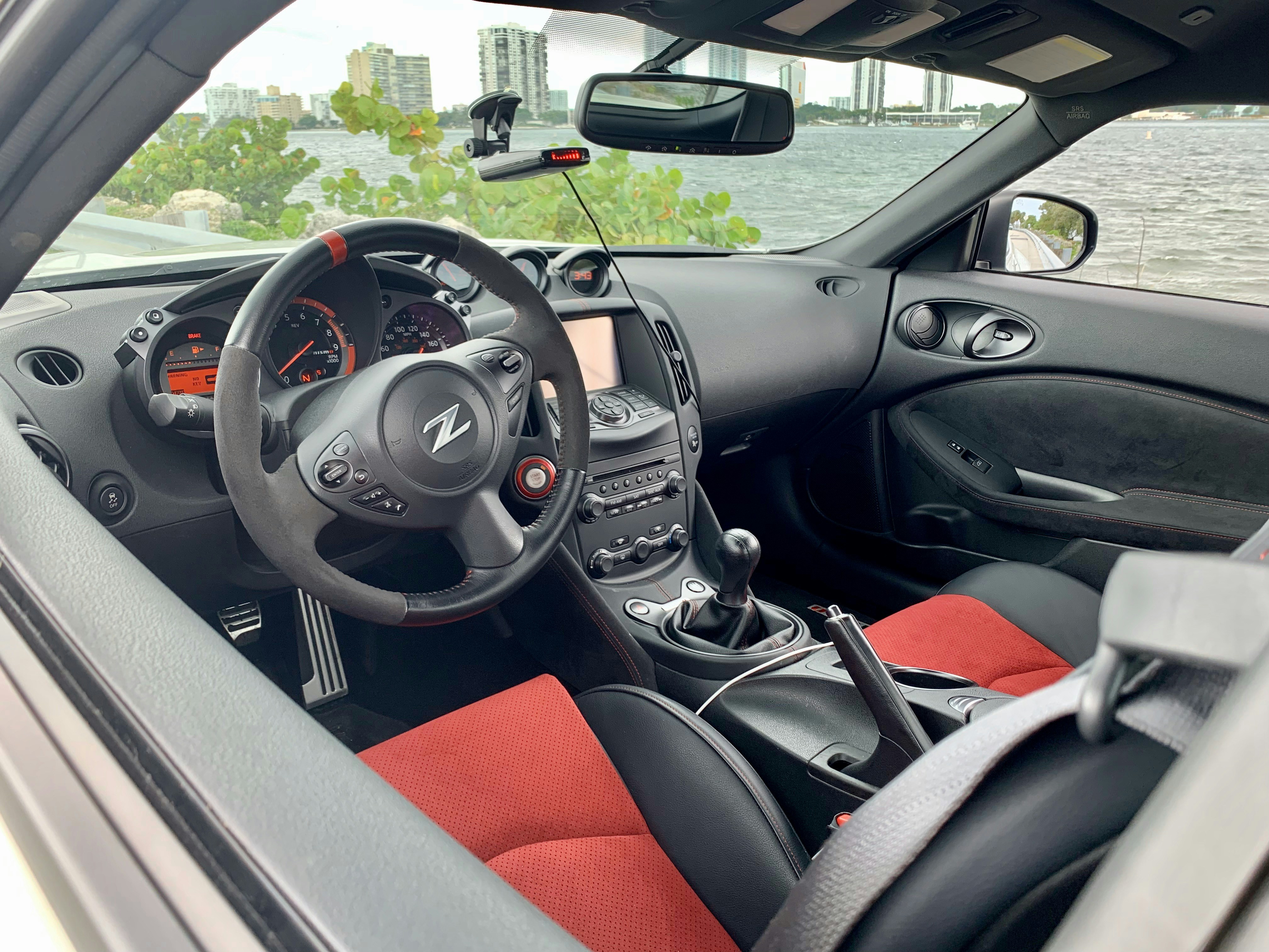 black and red car interior