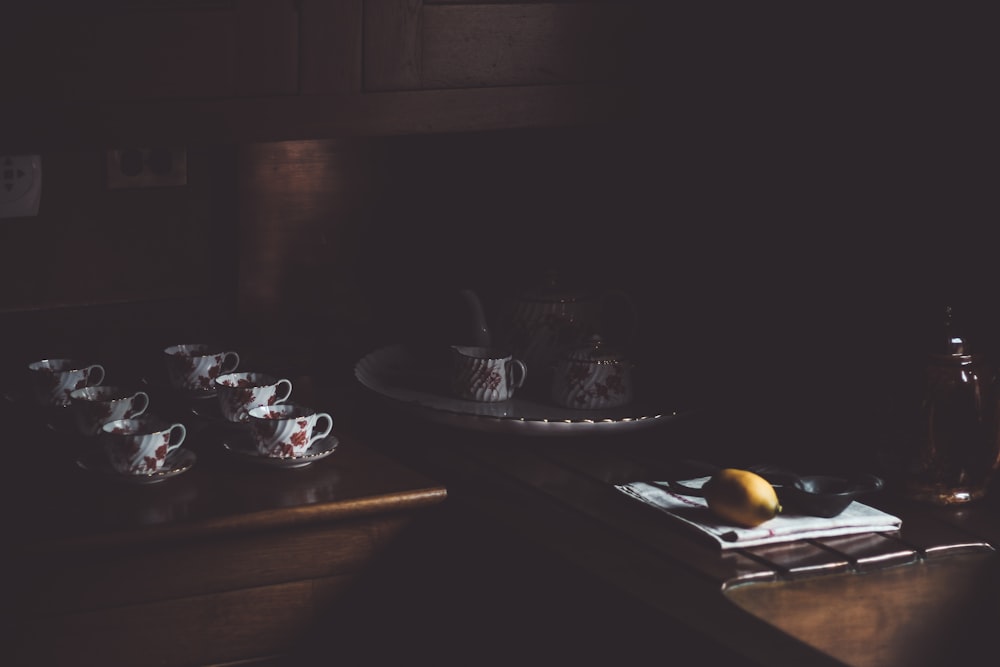 black round plate on brown wooden table