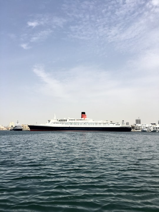 white cruise ship on sea under blue sky during daytime in Dubai Festival City - Dubai - Dubai - United Arab Emirates United Arab Emirates