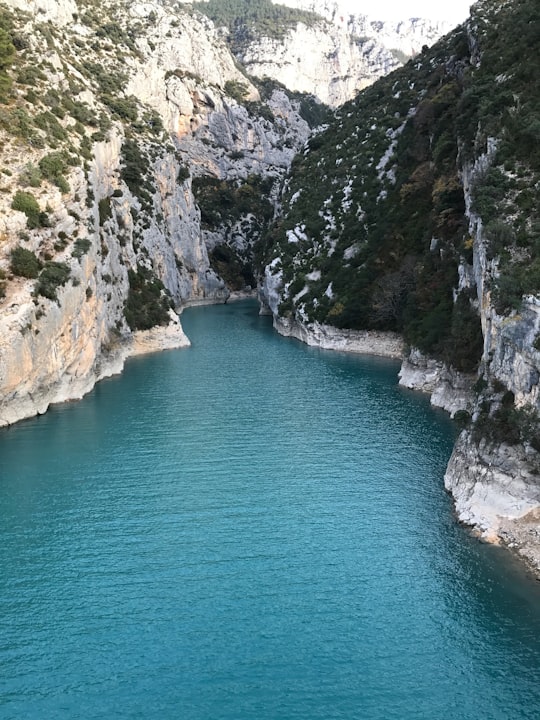 body of water between mountain during daytime in Verdon Natural Regional Park France