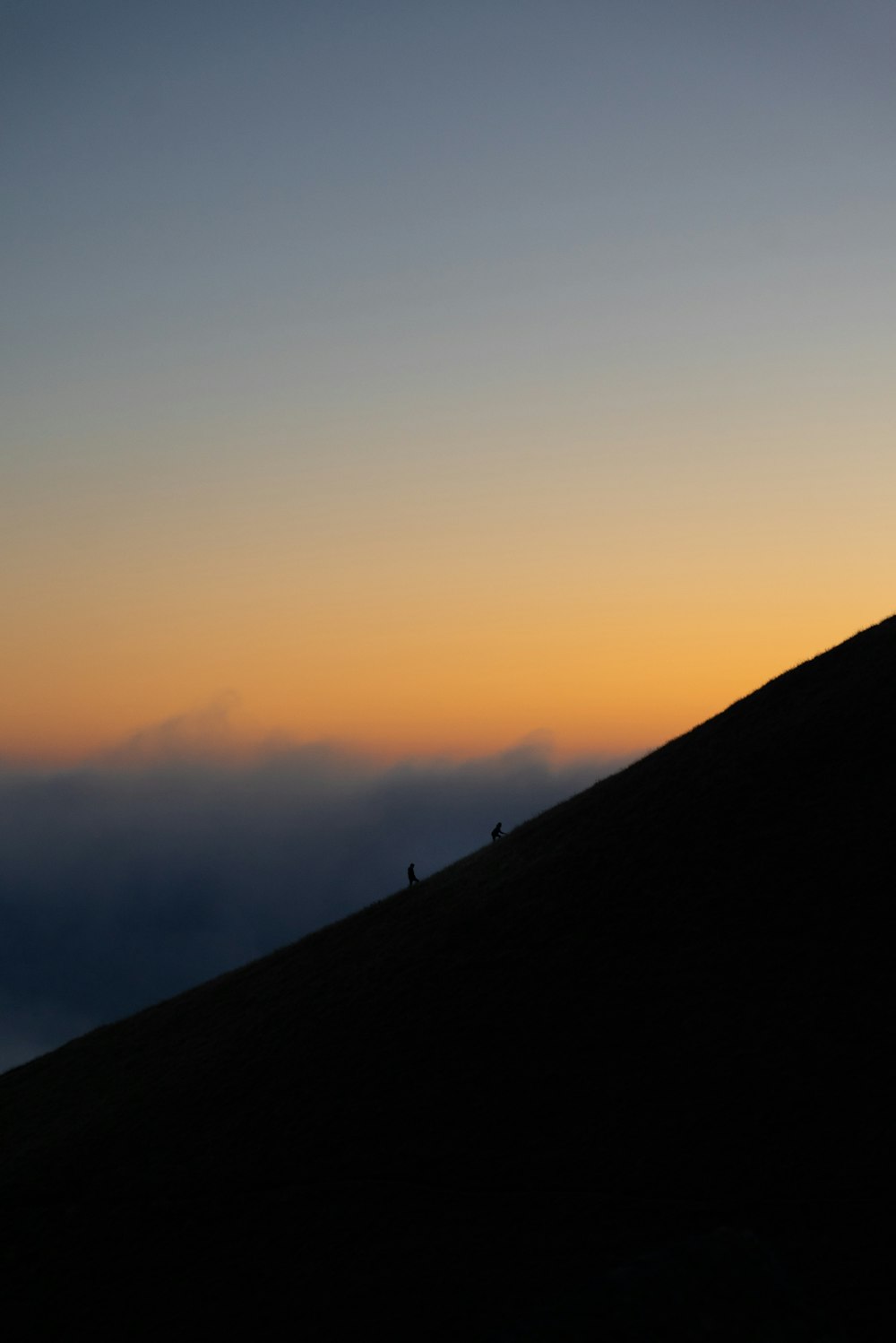 silhouette of mountain during sunset