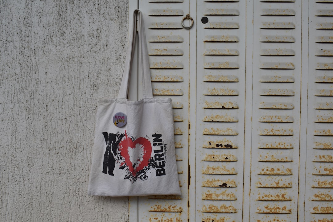 white and red tote bag