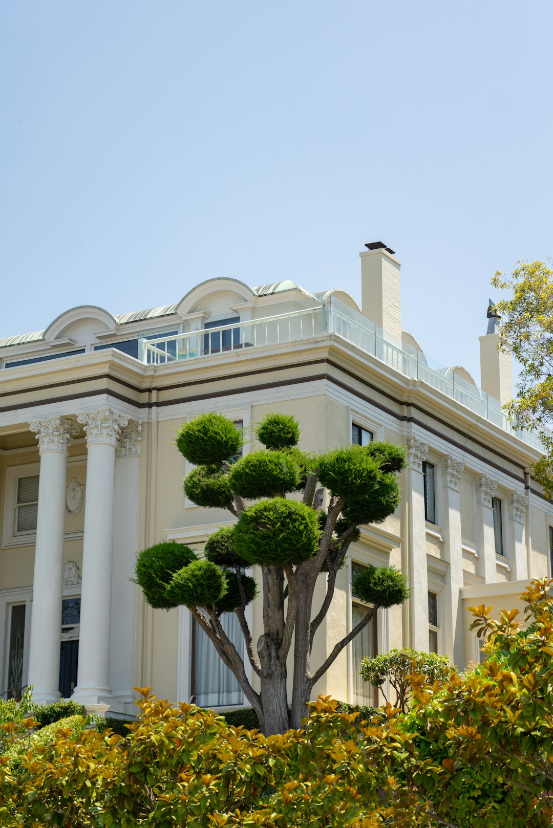 white concrete building with green trees during daytime