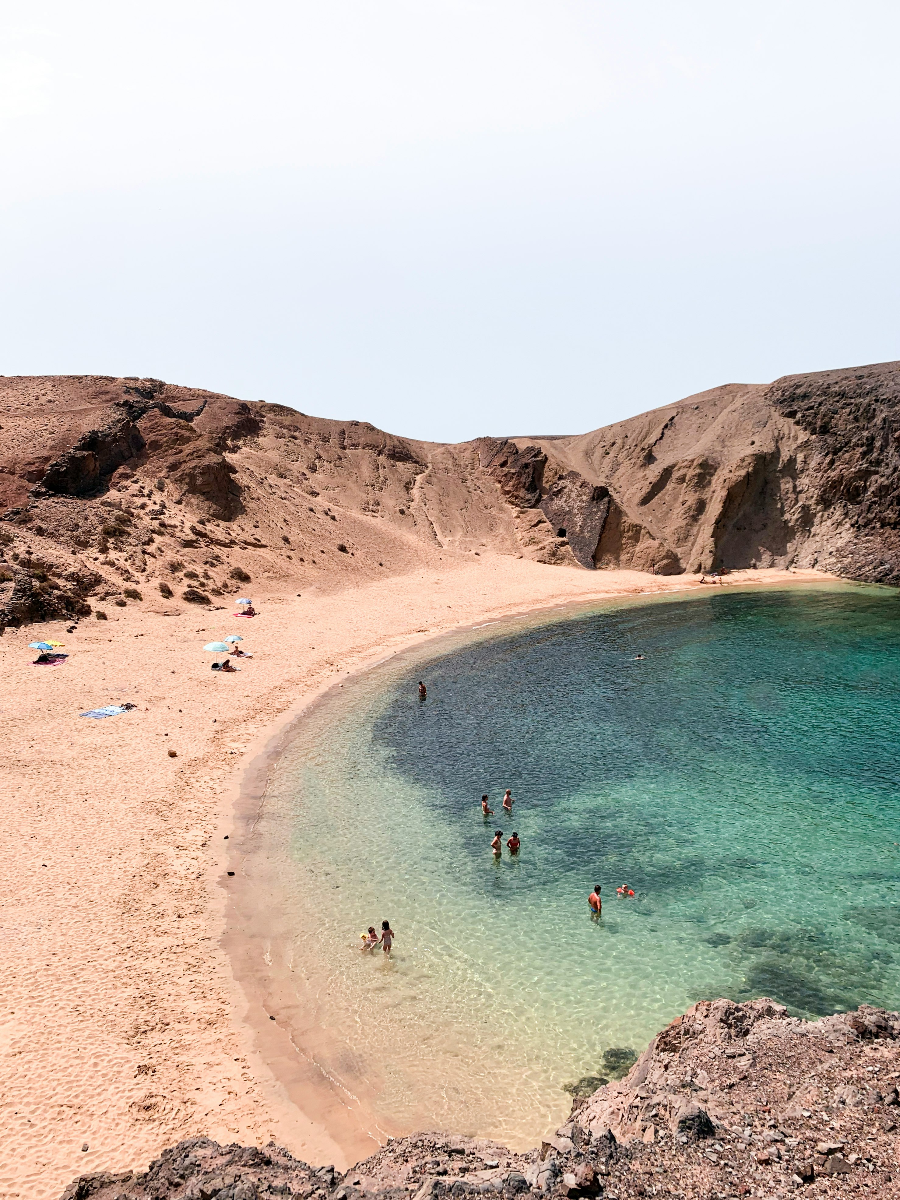 people swimming on beach during daytime