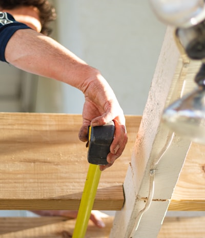 person holding black and green power tool