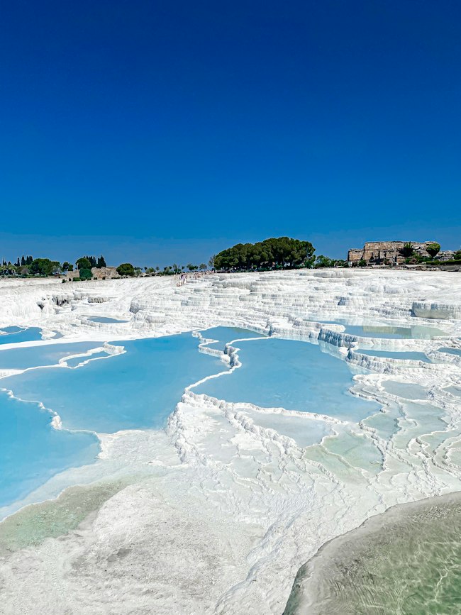 White thermal travertine terraces at Pamukkale