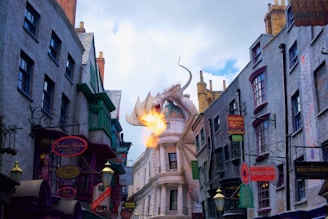 fire in the middle of buildings