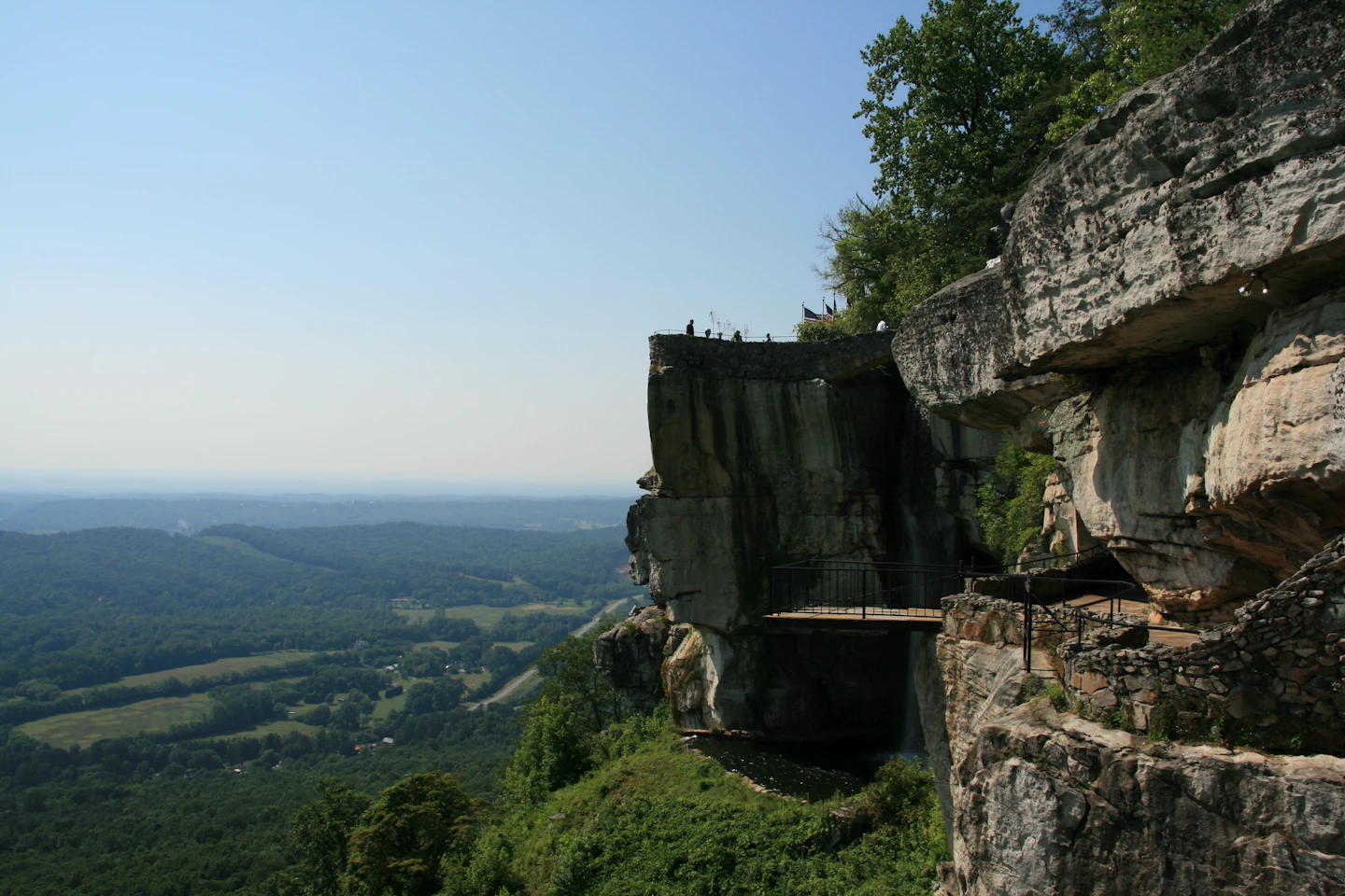 Forested slopes and the valley below, seen from the brow of a mountain.