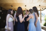 wedding guests laughing in front of the mobile bar