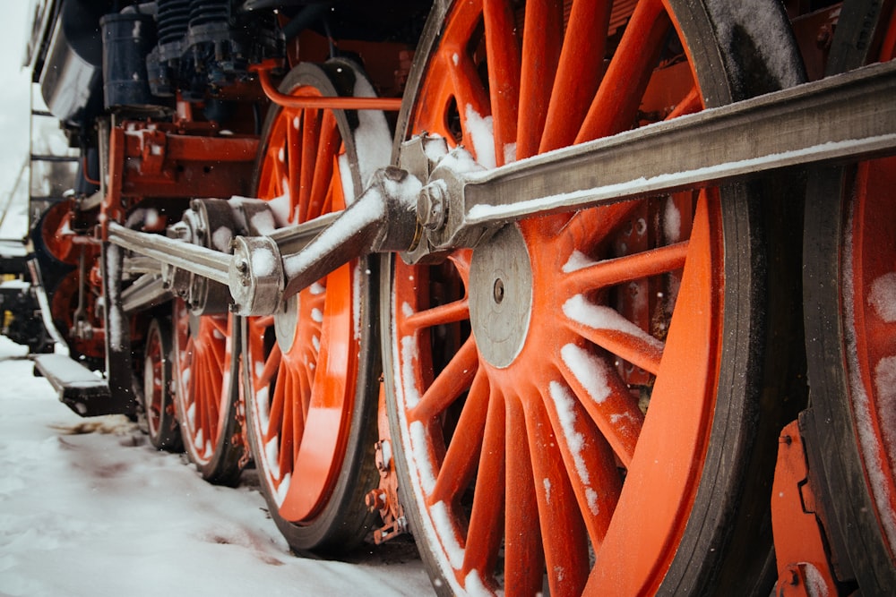 red and gray metal wheel