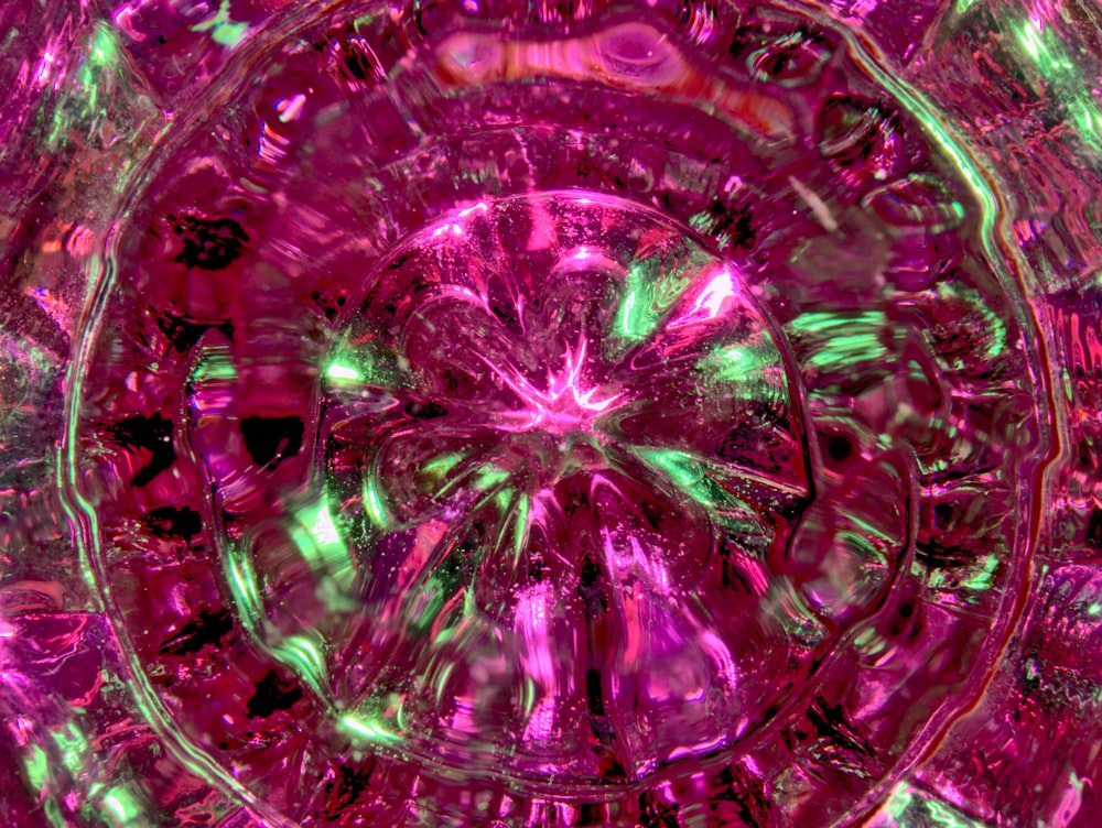 purple and pink glass decor