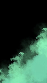Green smoke or mist swirls and billows against a black background, creating an ethereal and mysterious appearance.