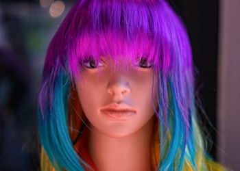 blue haired girl doll with blue hair