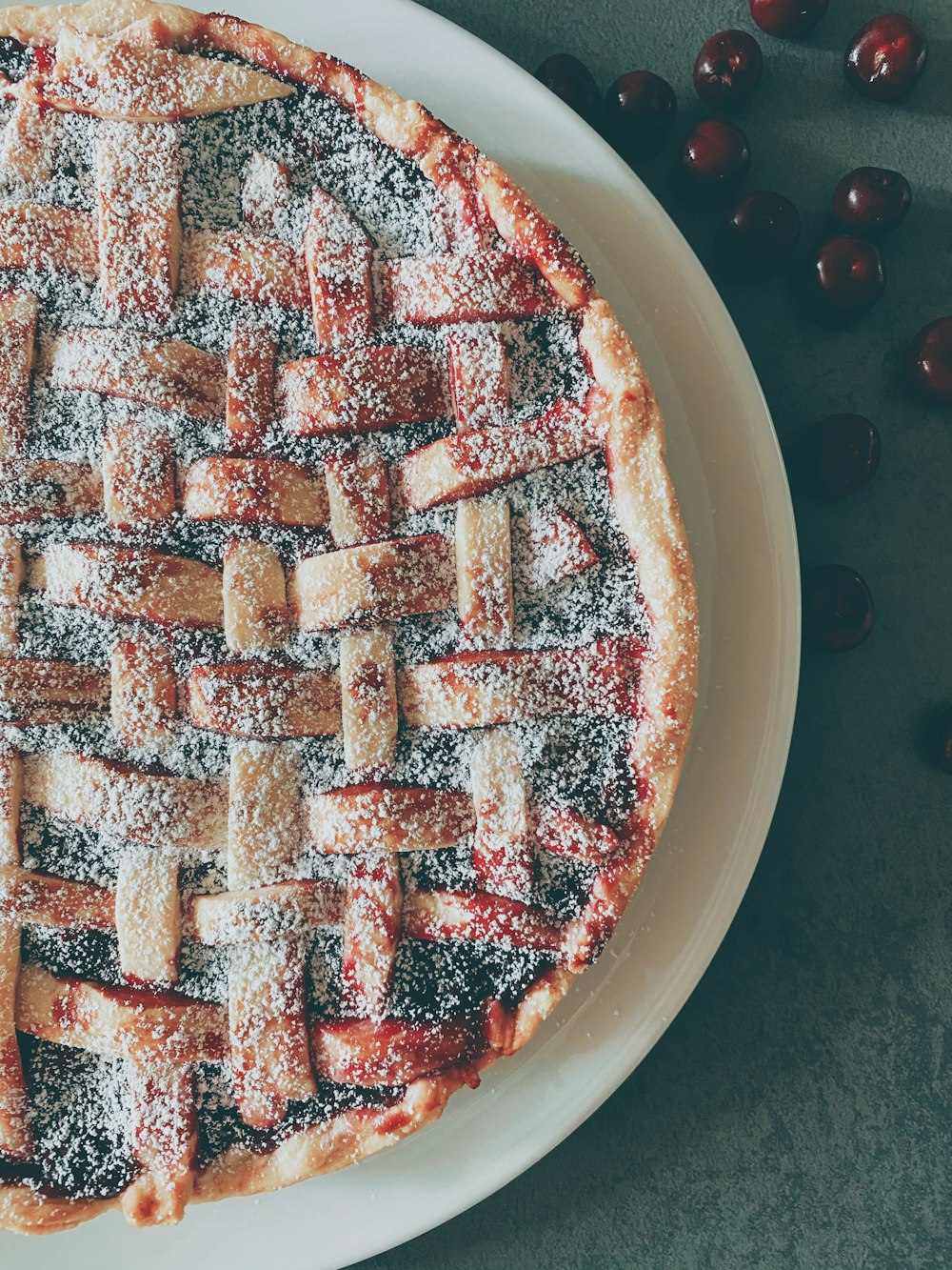 brown and white pie on white ceramic plate