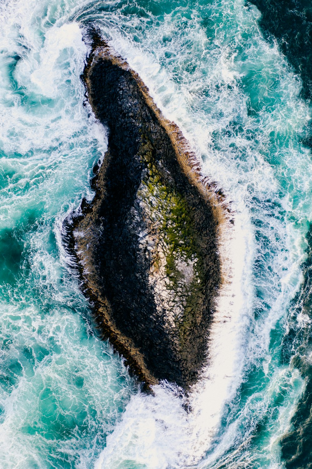 aerial view of ocean waves