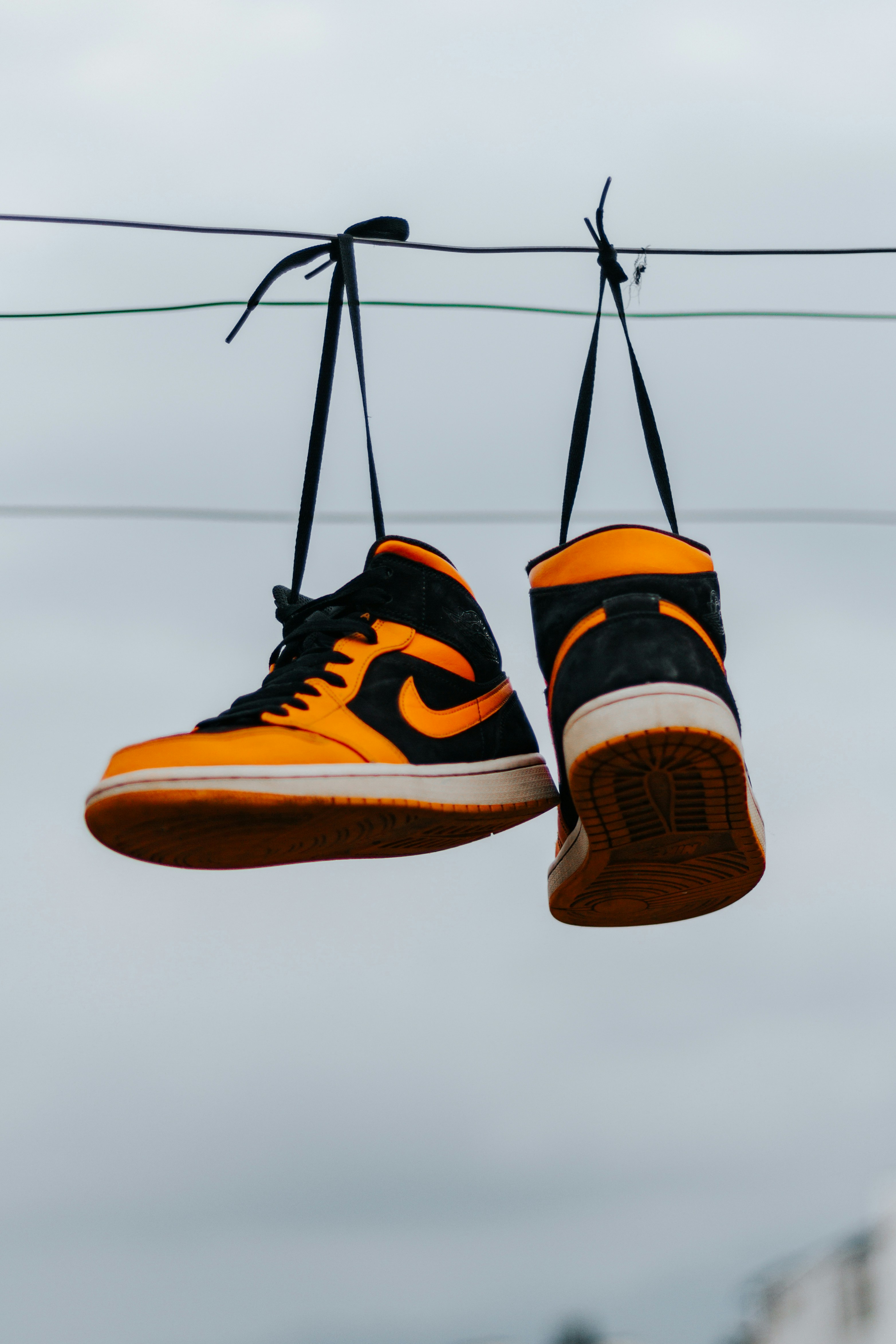 nike sneakers orange and black