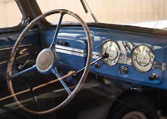 black and silver steering wheel