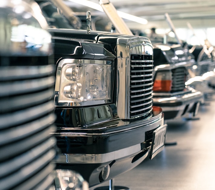black and silver vintage car