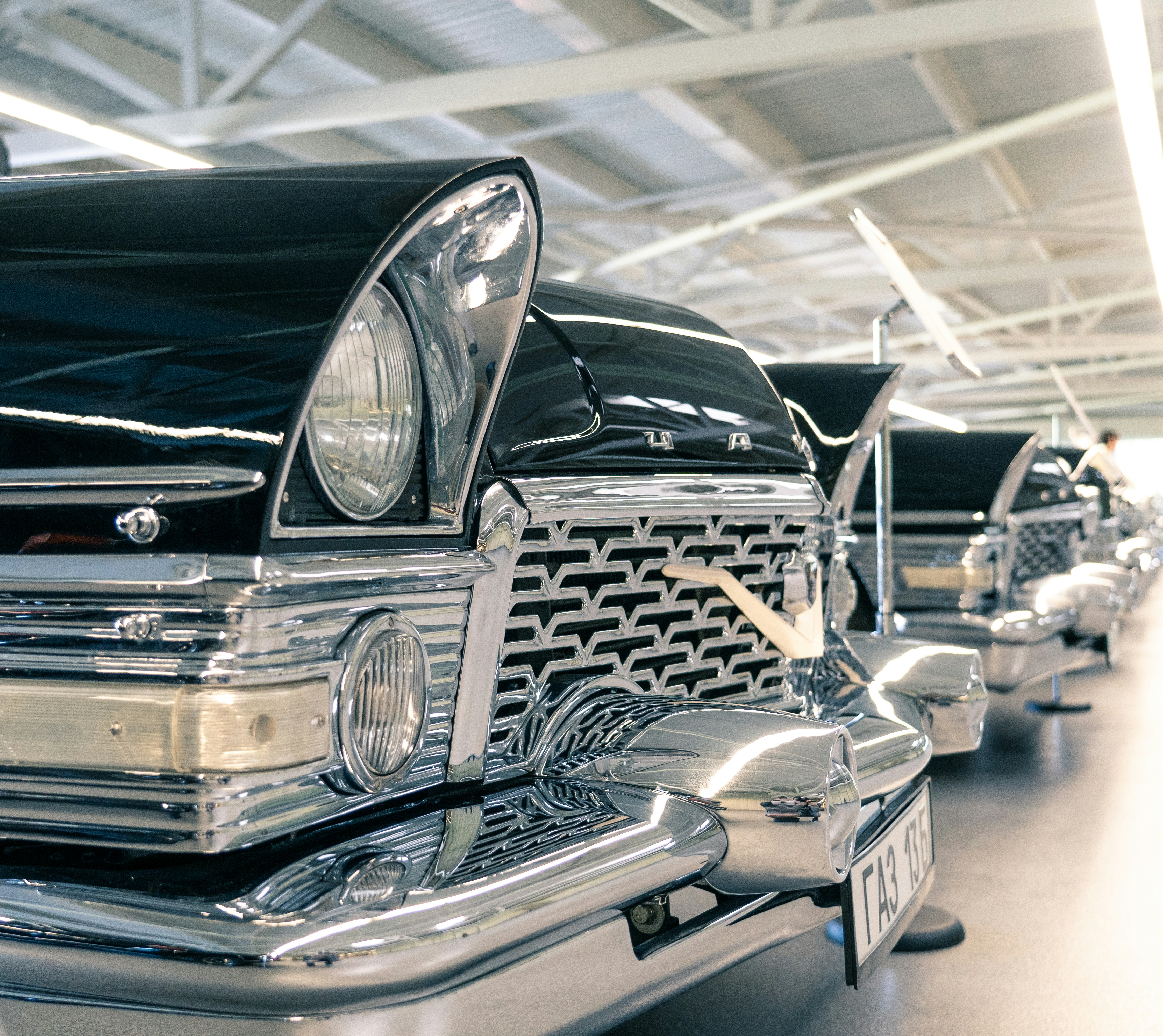 black and silver vintage car