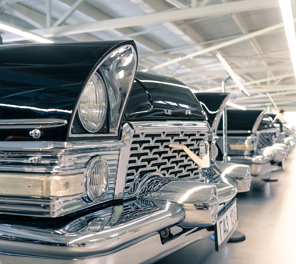 black and silver vintage car