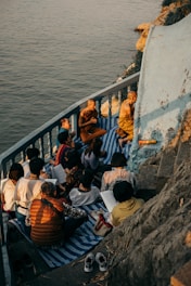A serene gathering of individuals engaged in spiritual learning.