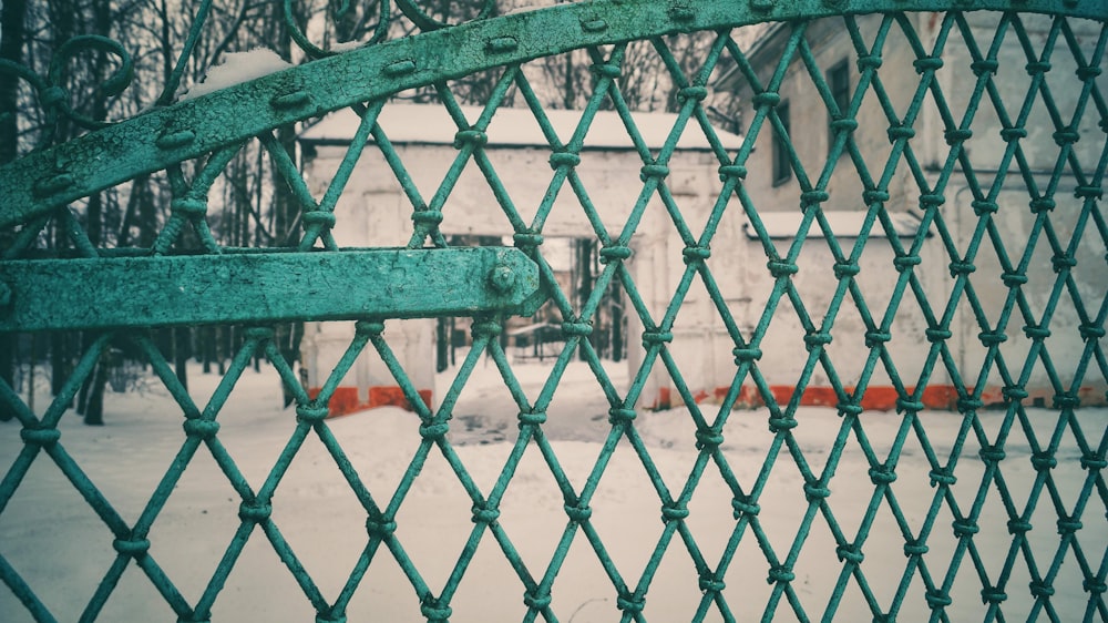 red metal fence near green trees during daytime