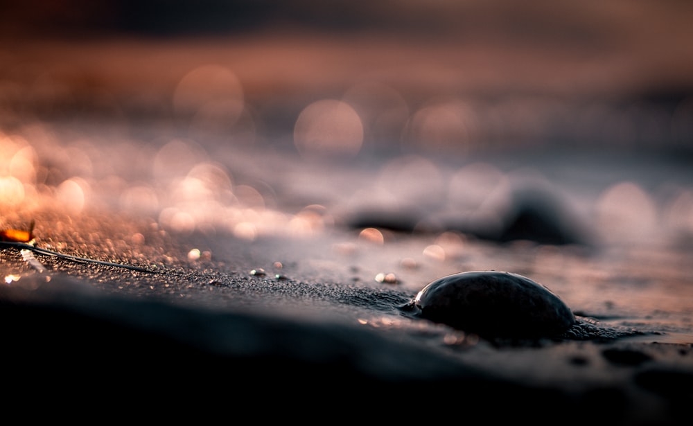 black stones on the ground