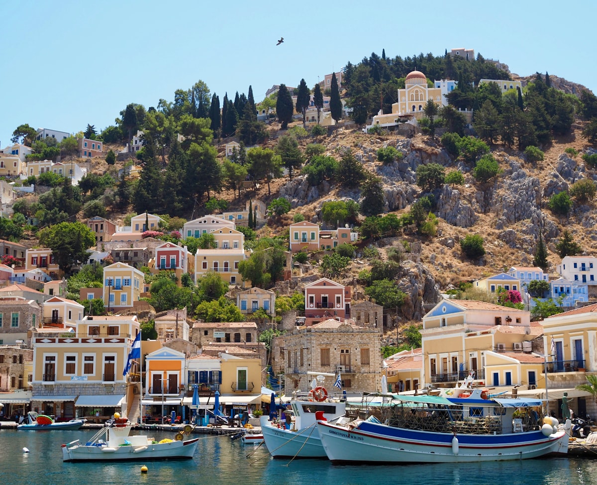 Adamas harbour and waterfront tavernas on Milos