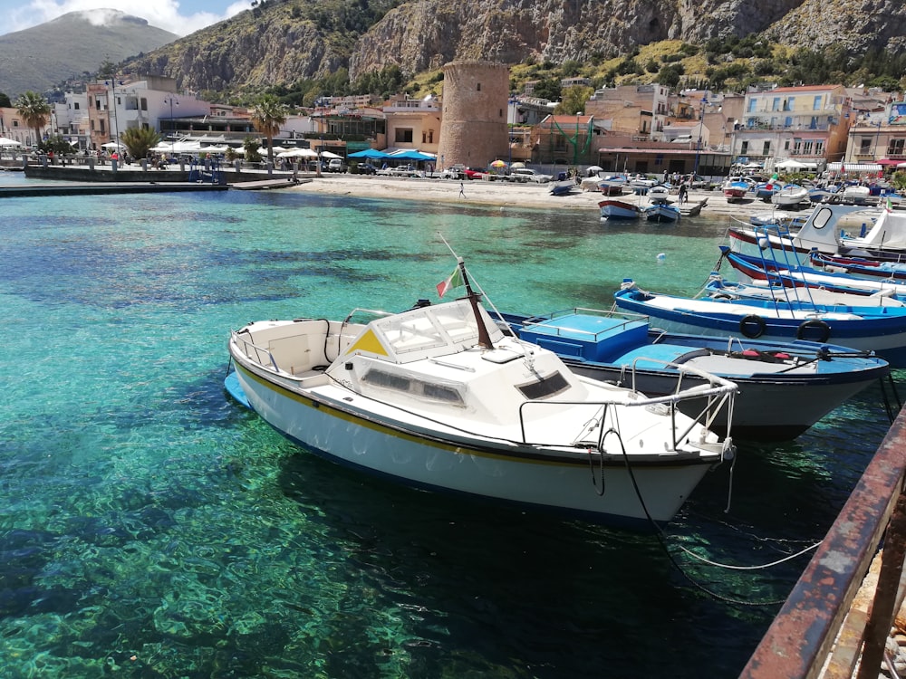 white and blue boat on water during daytime