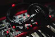 black and red electric piano