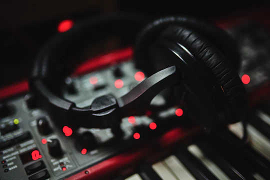 black and red electric piano