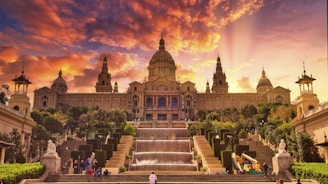 people sitting on bench near building during sunset