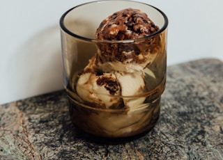 ice cream in clear drinking glass