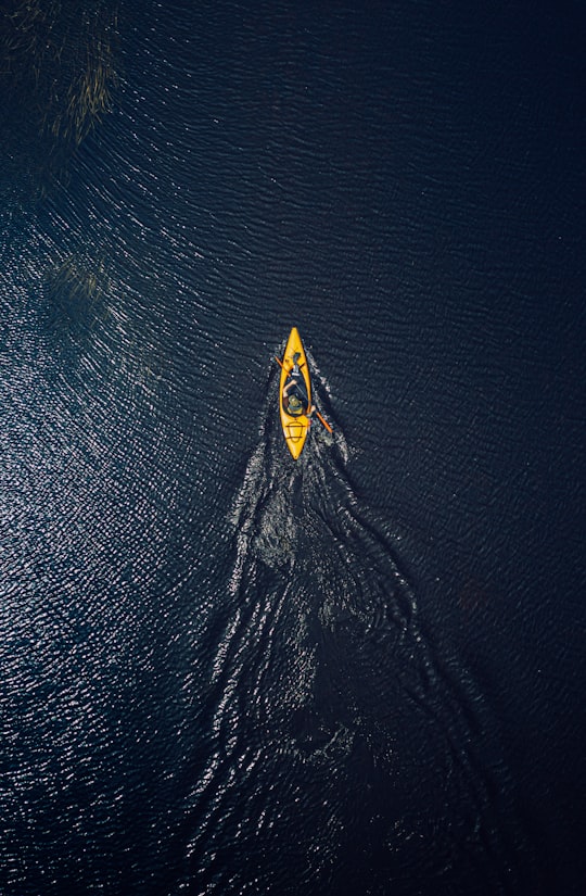 yellow and black surfboard on body of water in Gaspereau Canada