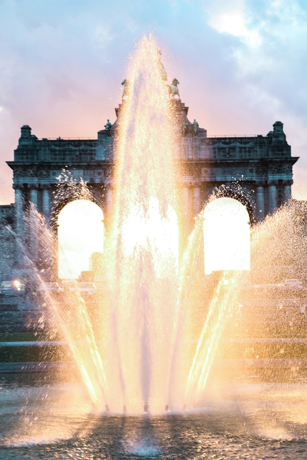 water fountain in the middle of the city