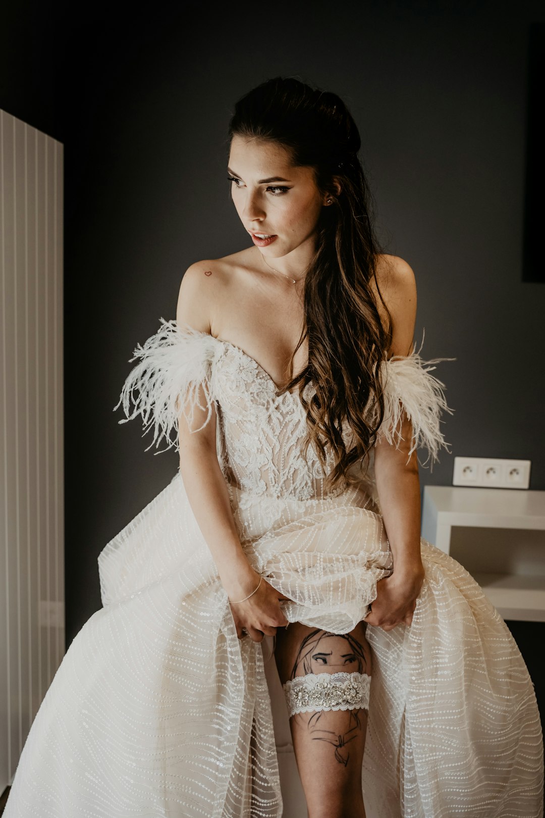 woman in white floral dress