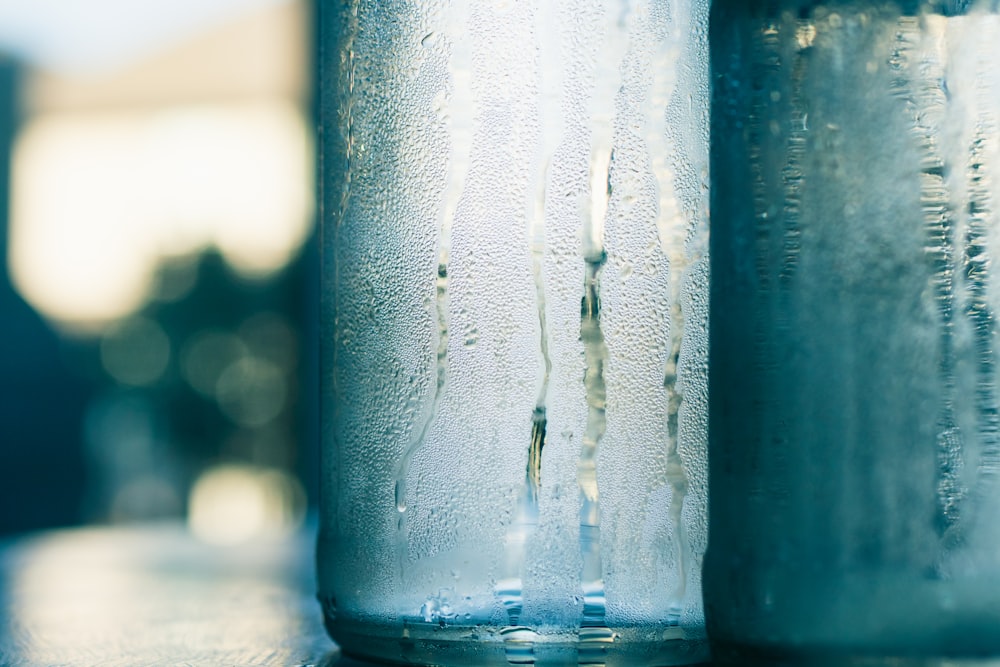 water droplets on glass bottle