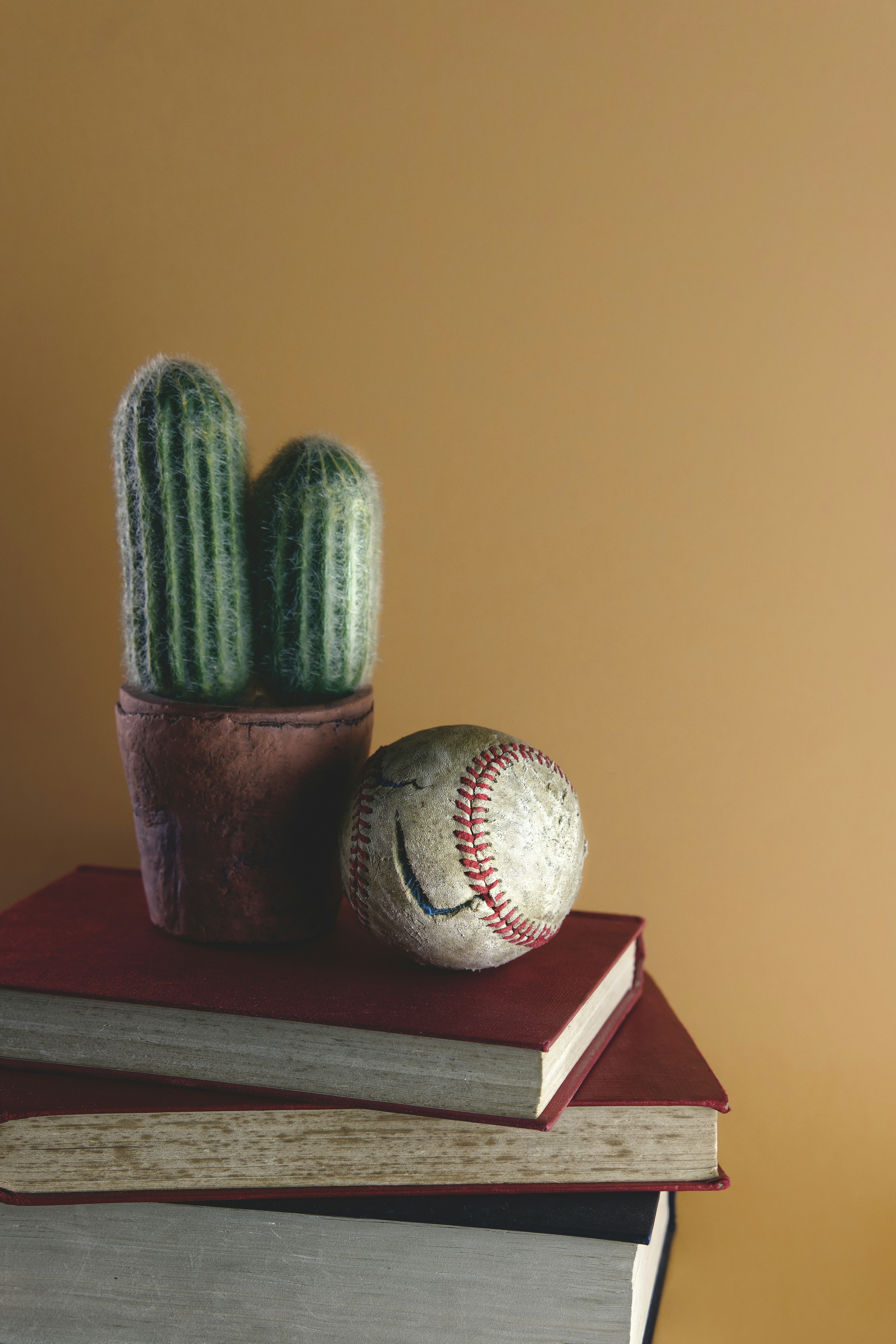 white baseball on brown wooden table