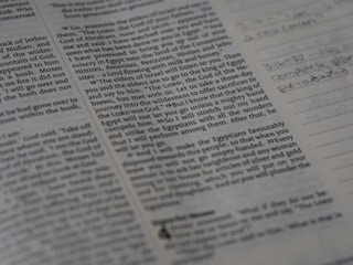 Close-up of a script annotated with notes on African cosmology.