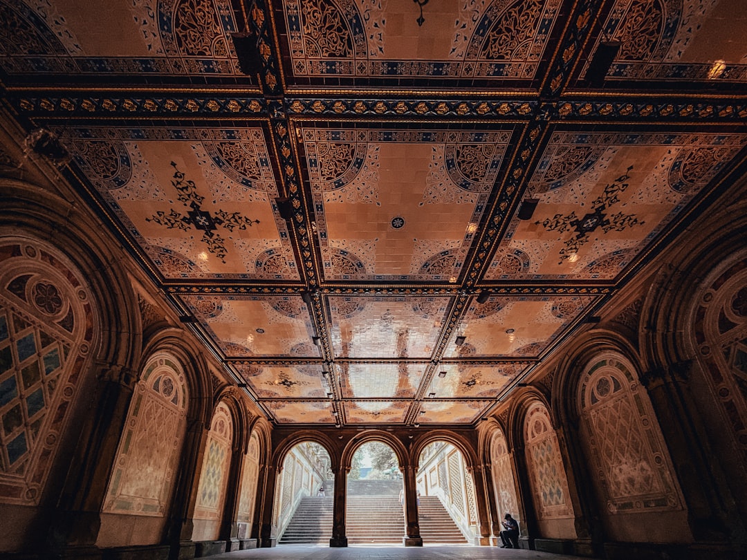 brown and white ceiling with light fixture