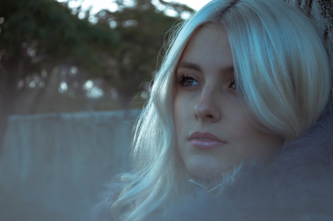 woman with blue hair and white hair