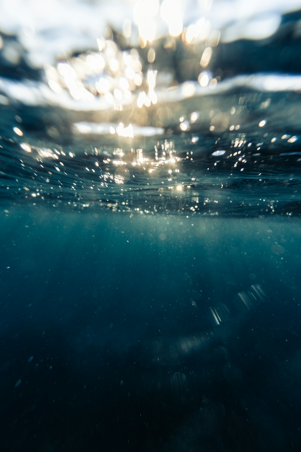 water droplets on blue surface