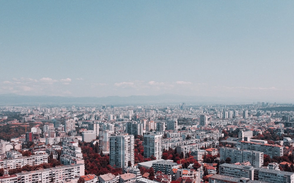 a view of a city from the top of a building