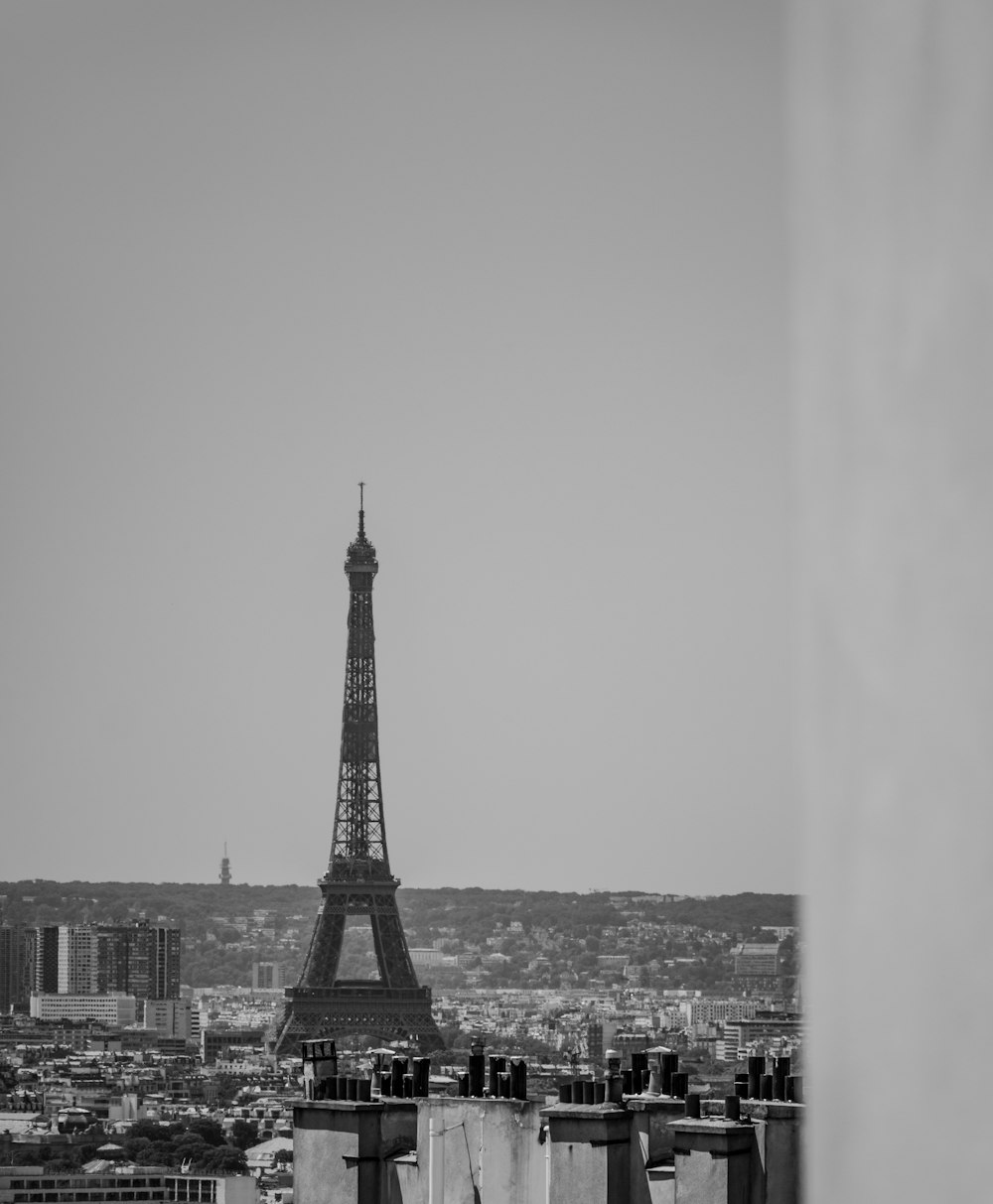 grayscale photo of eiffel tower