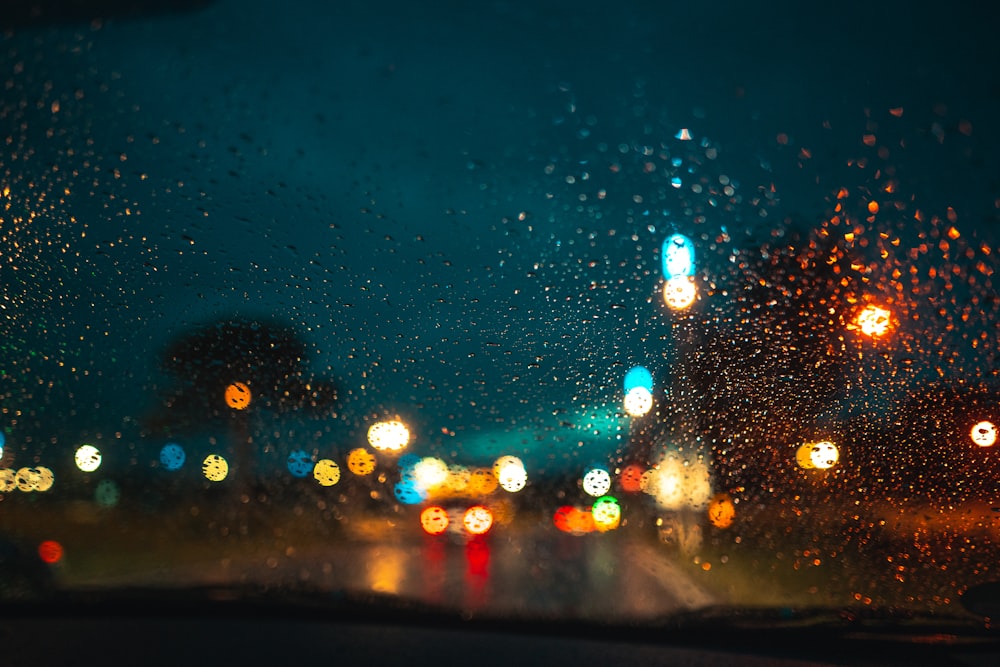 water droplets on car windshield