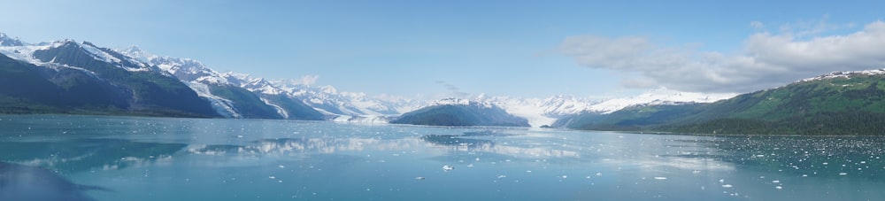 a large body of water surrounded by mountains