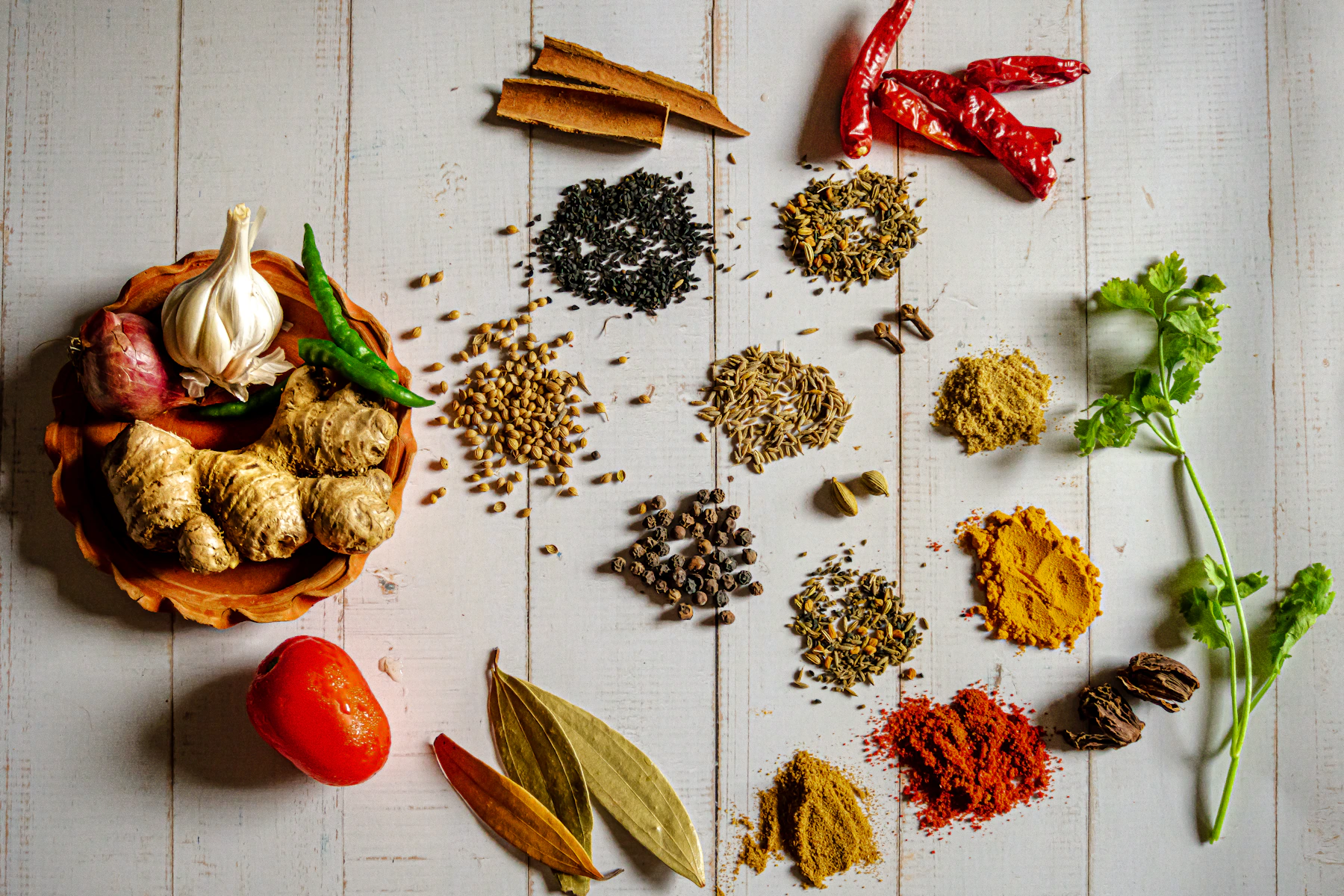High quality Indian spices in bowls