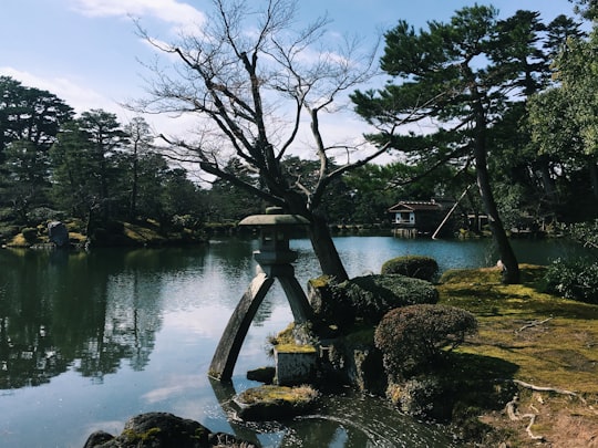 body of water near trees during daytime in Kenroku-en Japan