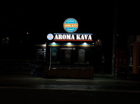 UNKs coffee shop during night time