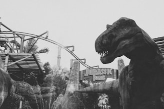 grayscale photo of elephant statue